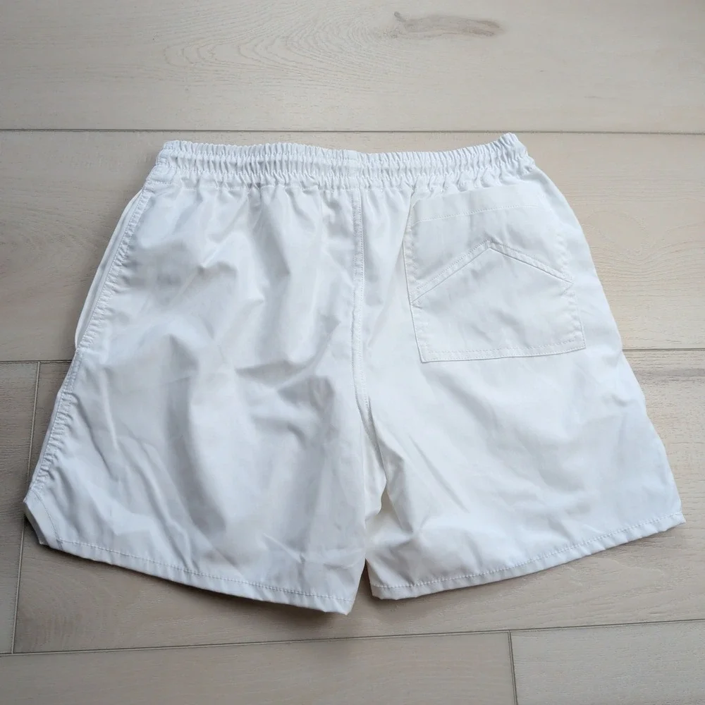 Rhude Logo Swim Shorts Trunks Mens Small White Mesh Lined Spell Out Beach Casual